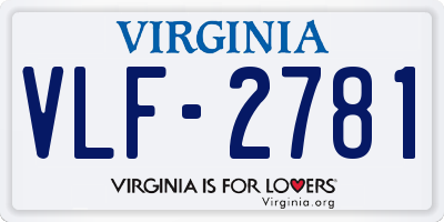 VA license plate VLF2781