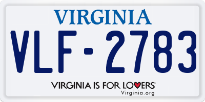 VA license plate VLF2783