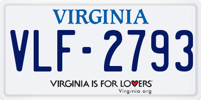VA license plate VLF2793