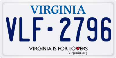VA license plate VLF2796