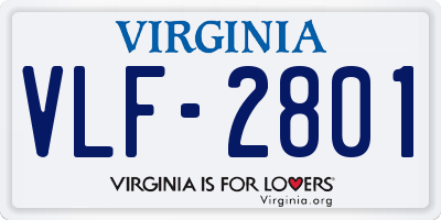 VA license plate VLF2801