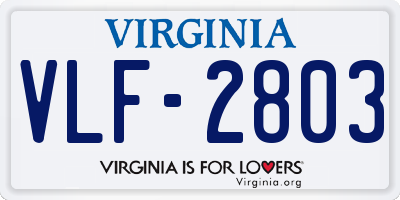 VA license plate VLF2803