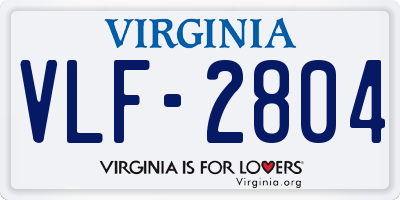 VA license plate VLF2804