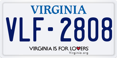 VA license plate VLF2808