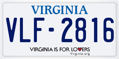 VA license plate VLF2816