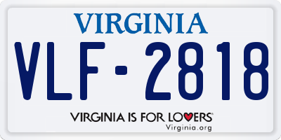 VA license plate VLF2818