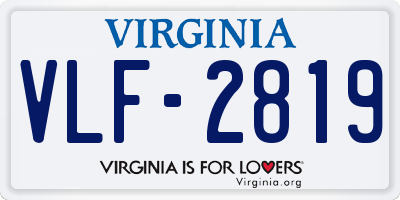 VA license plate VLF2819