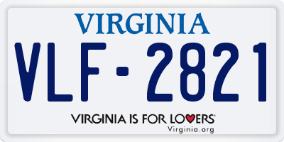 VA license plate VLF2821