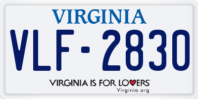 VA license plate VLF2830