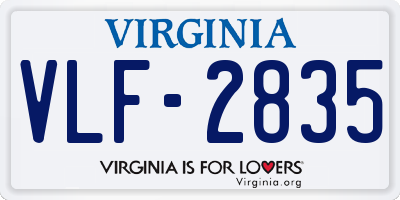 VA license plate VLF2835