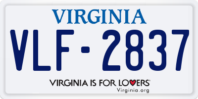 VA license plate VLF2837
