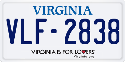 VA license plate VLF2838