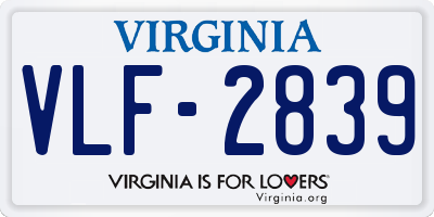 VA license plate VLF2839