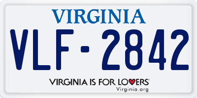 VA license plate VLF2842