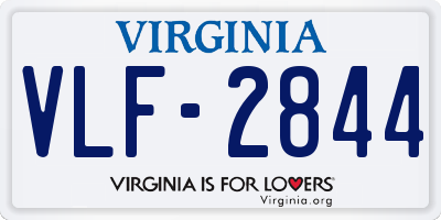 VA license plate VLF2844