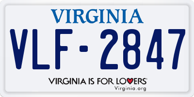 VA license plate VLF2847