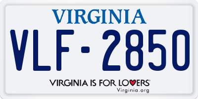 VA license plate VLF2850