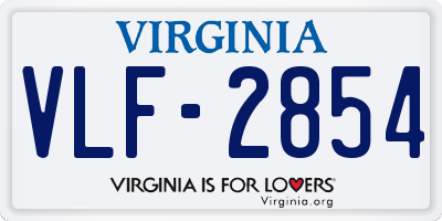 VA license plate VLF2854