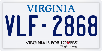 VA license plate VLF2868