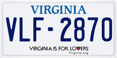 VA license plate VLF2870