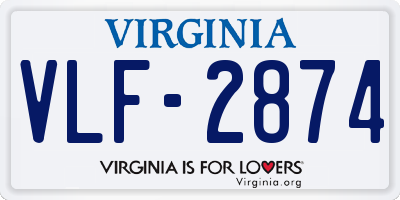 VA license plate VLF2874