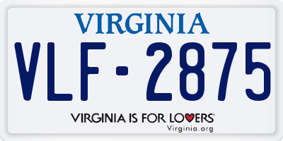 VA license plate VLF2875