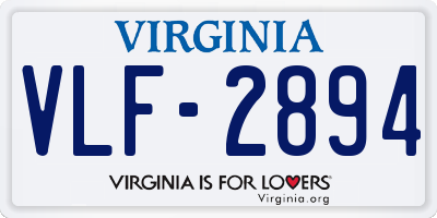 VA license plate VLF2894