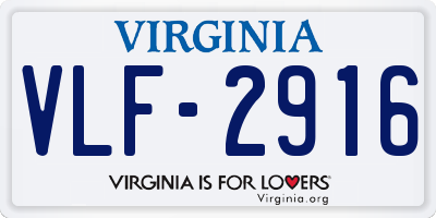 VA license plate VLF2916