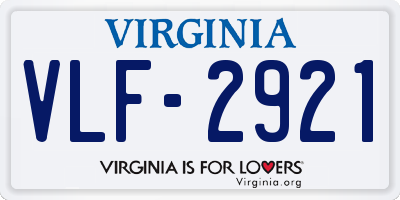 VA license plate VLF2921