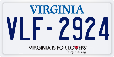 VA license plate VLF2924