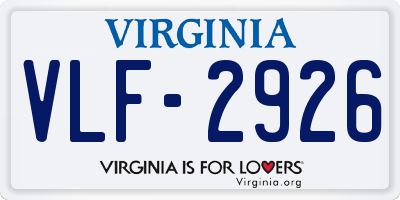VA license plate VLF2926