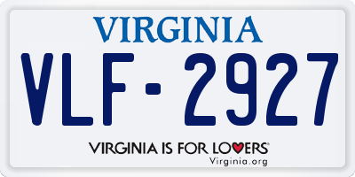 VA license plate VLF2927