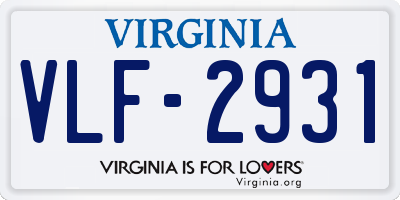 VA license plate VLF2931