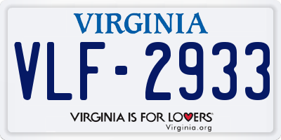 VA license plate VLF2933