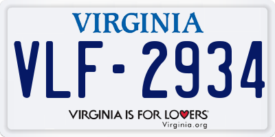 VA license plate VLF2934