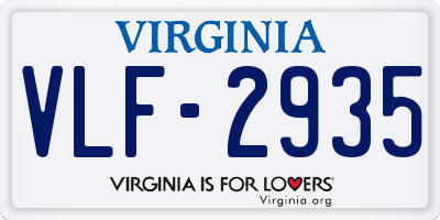 VA license plate VLF2935