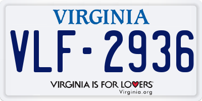 VA license plate VLF2936