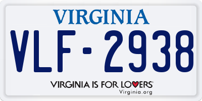VA license plate VLF2938