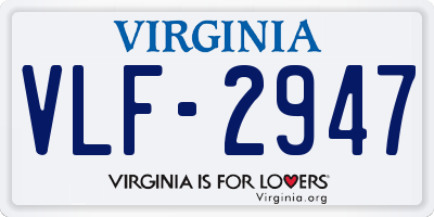 VA license plate VLF2947