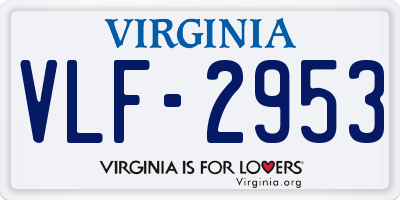 VA license plate VLF2953