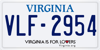 VA license plate VLF2954