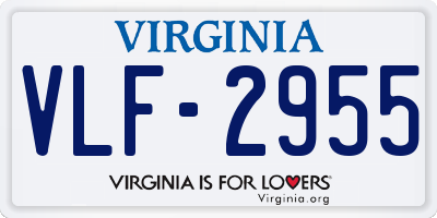 VA license plate VLF2955