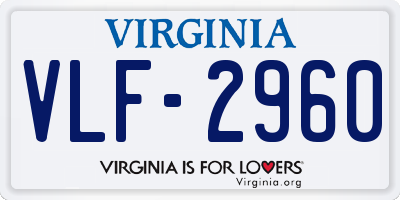 VA license plate VLF2960