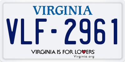 VA license plate VLF2961