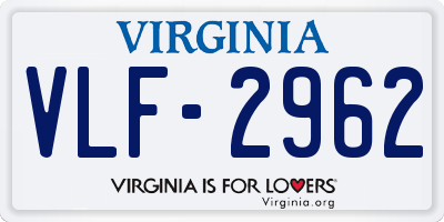 VA license plate VLF2962