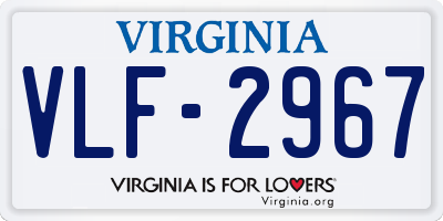 VA license plate VLF2967