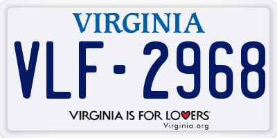 VA license plate VLF2968