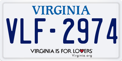 VA license plate VLF2974