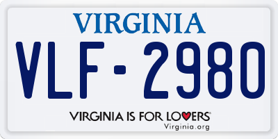VA license plate VLF2980