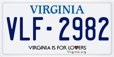 VA license plate VLF2982